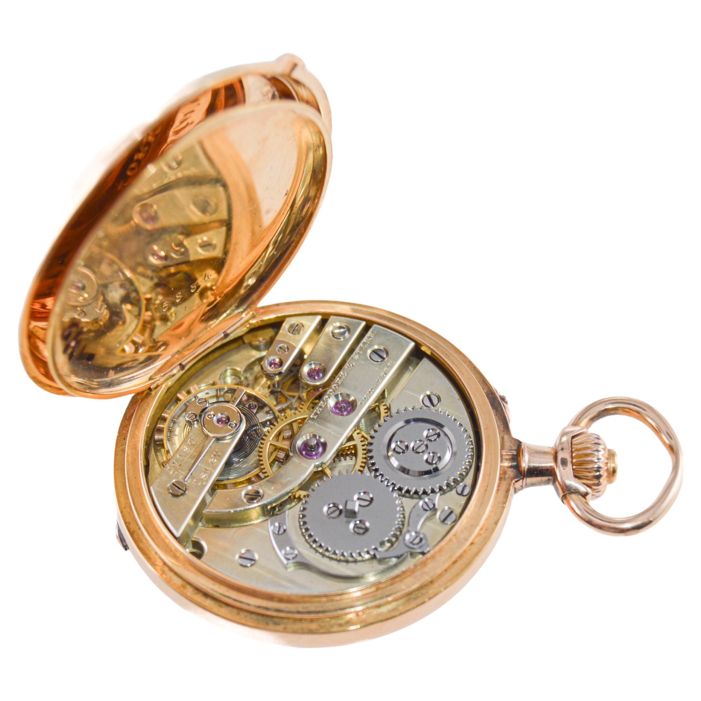 Theodore B. Starr 18Kt. Rose Gold Pendant Watch Hand Made circa 1915 For Sale 10