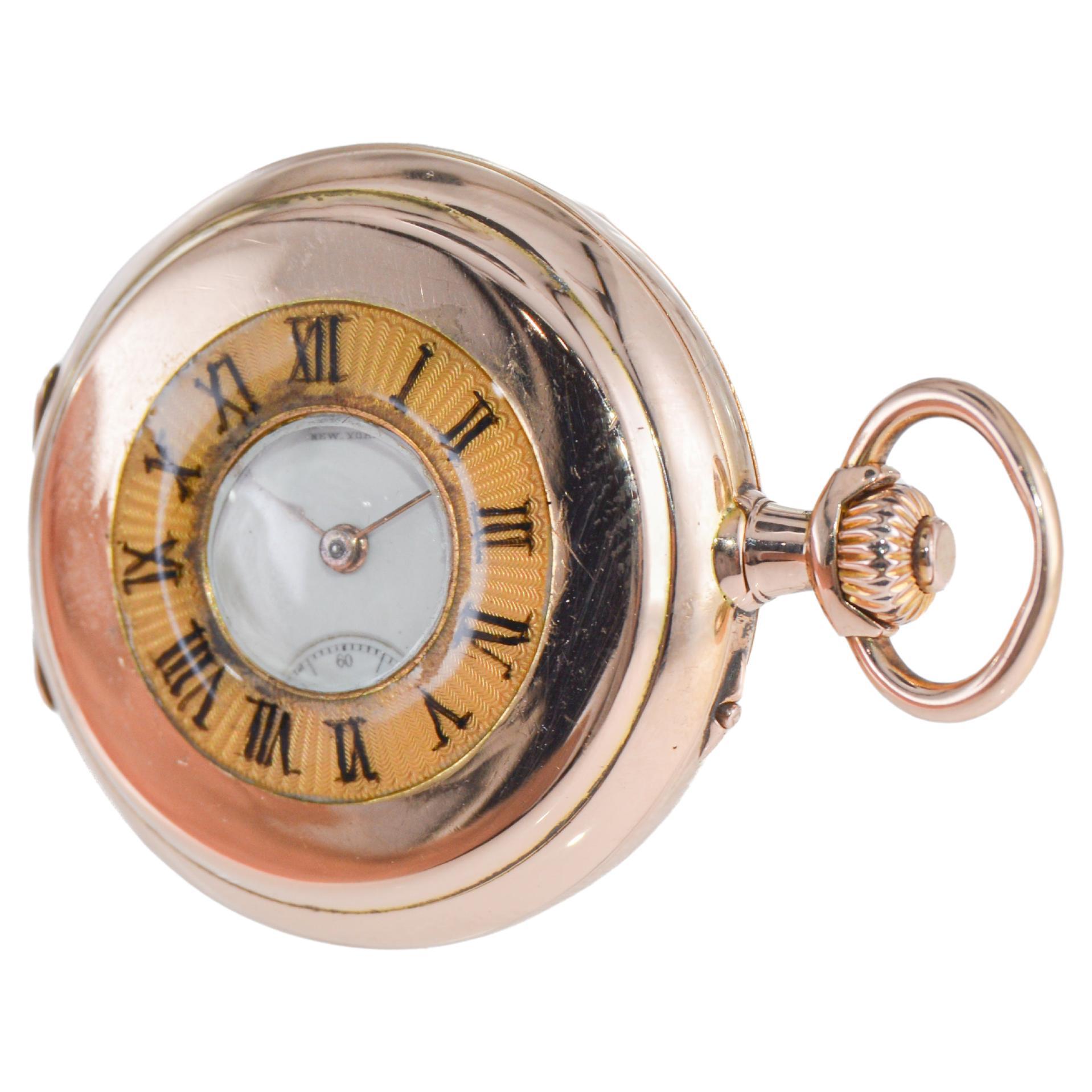 Art Deco Theodore B. Starr 18Kt. Rose Gold Pendant Watch Hand Made circa 1915 For Sale