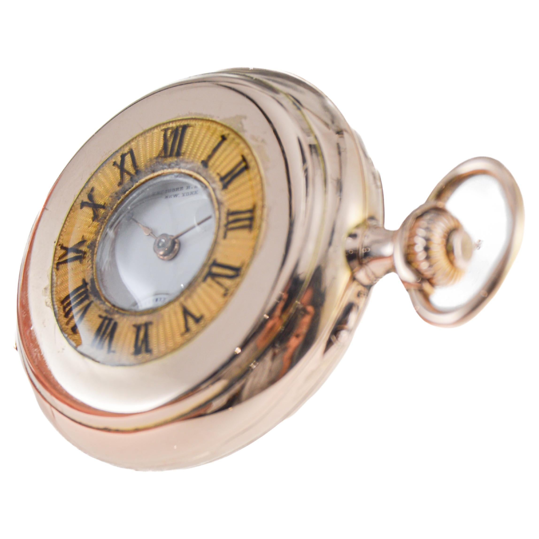 Art Deco Theodore B. Starr 18Kt. Rose Gold Pendant Watch Hand Made circa 1915 For Sale