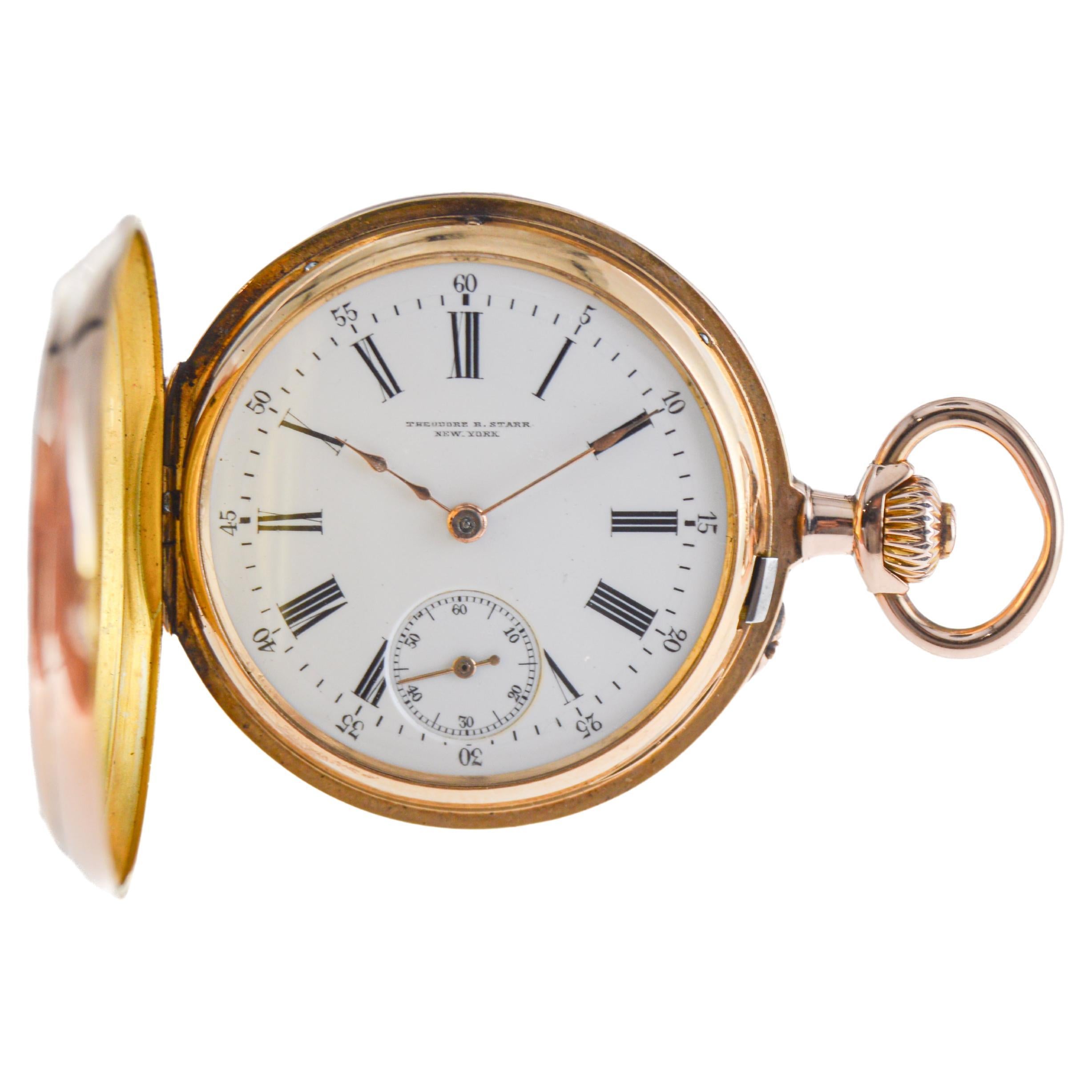 Theodore B. Starr 18Kt. Rose Gold Pendant Watch Hand Made circa 1915 For Sale