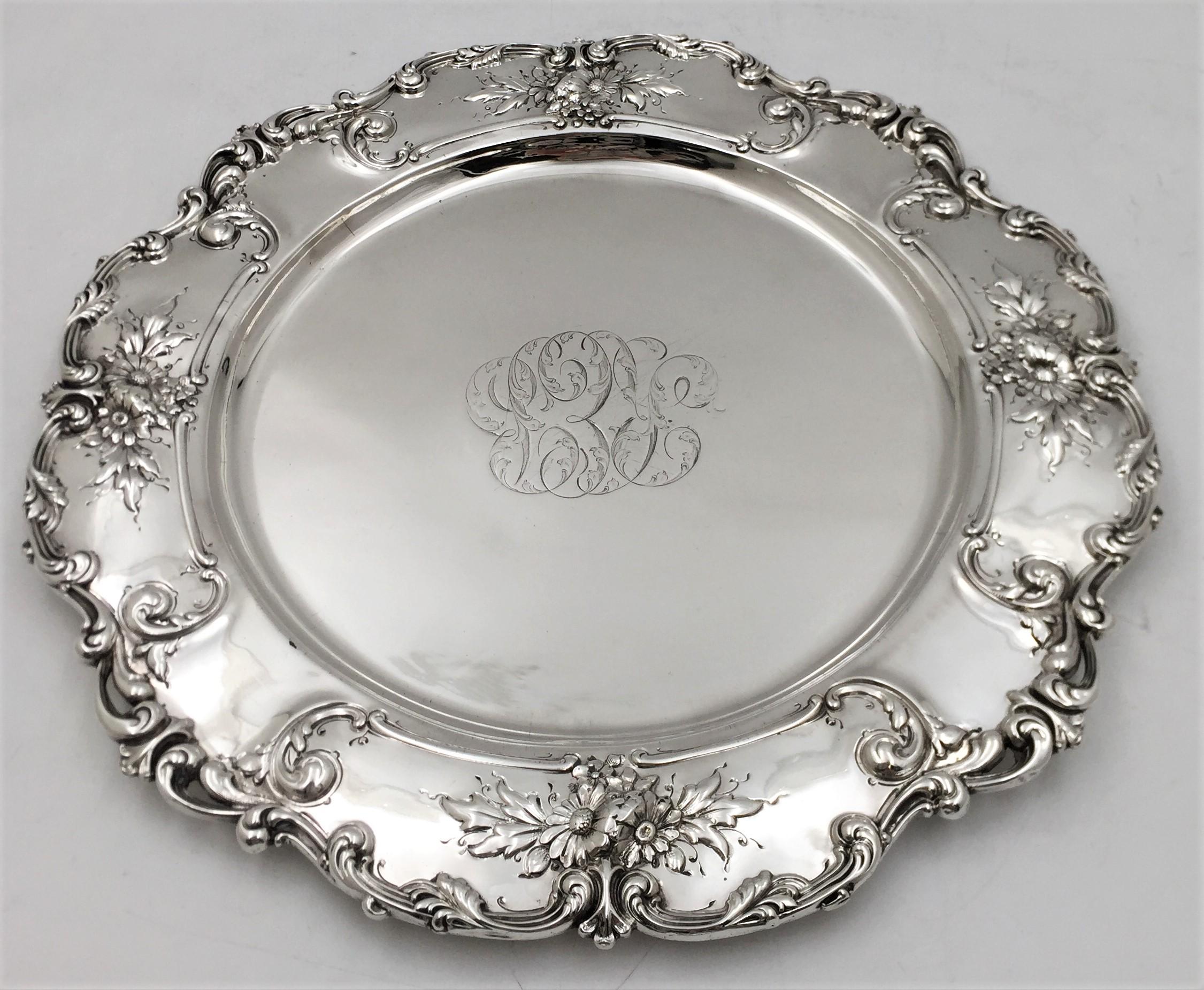 American Theodore B. Starr Sterling Silver Early 20th Century Tray/ Plate Art Nouveau