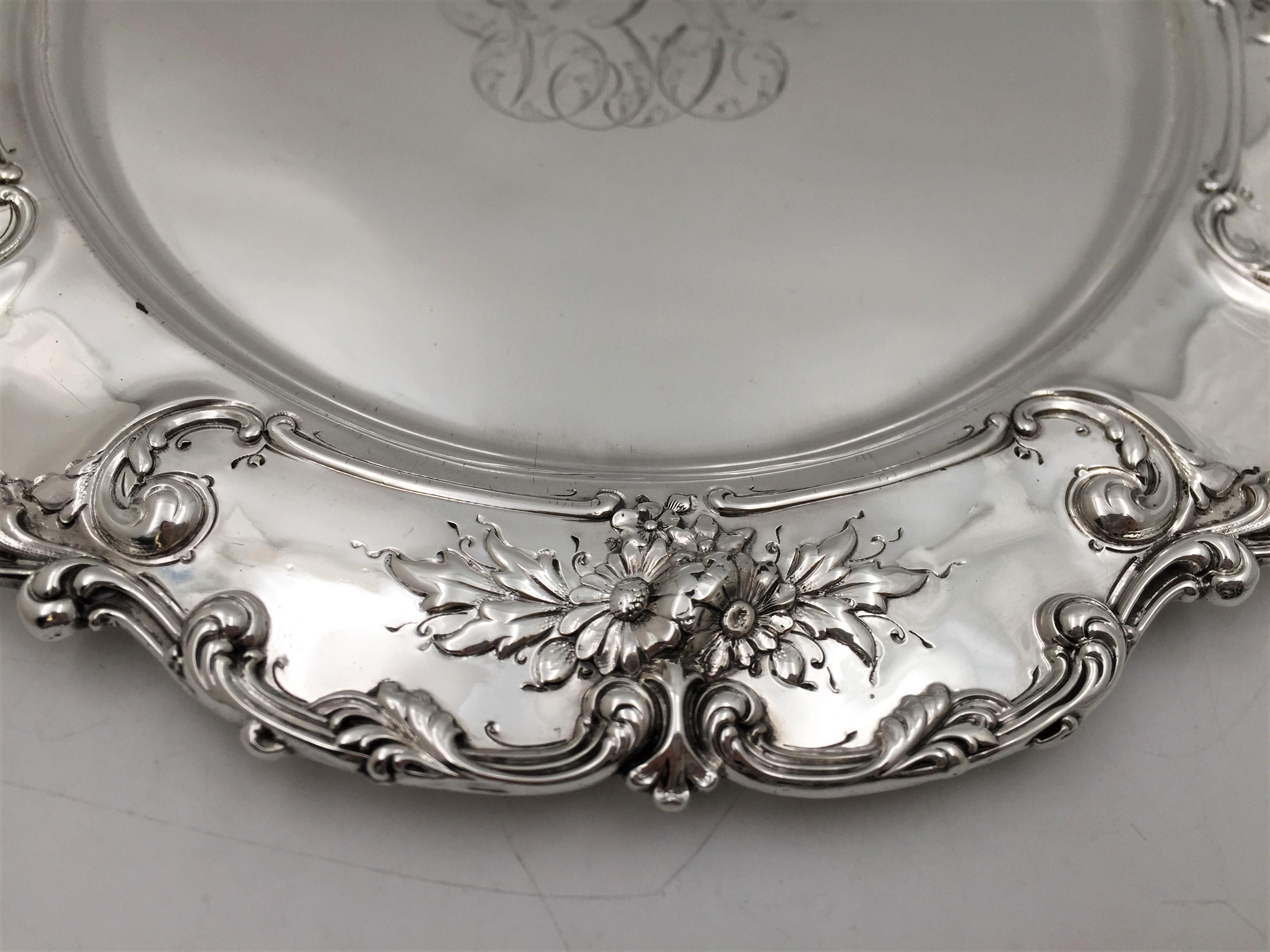 Theodore B. Starr Sterling Silver Early 20th Century Tray/ Plate Art Nouveau In Good Condition In New York, NY