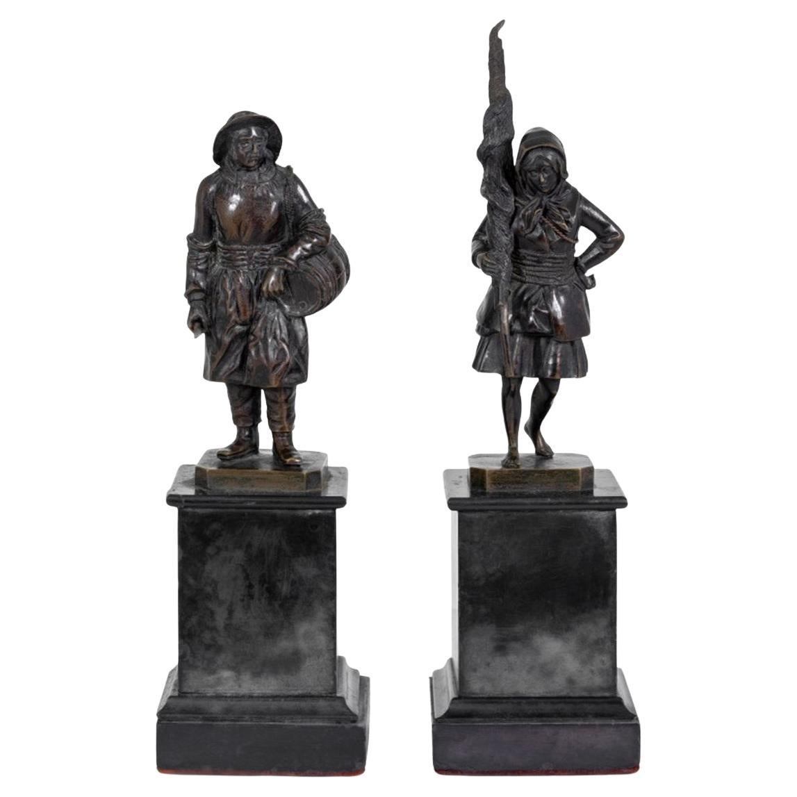 Theodore Blad Patinated Bronzes, Pair