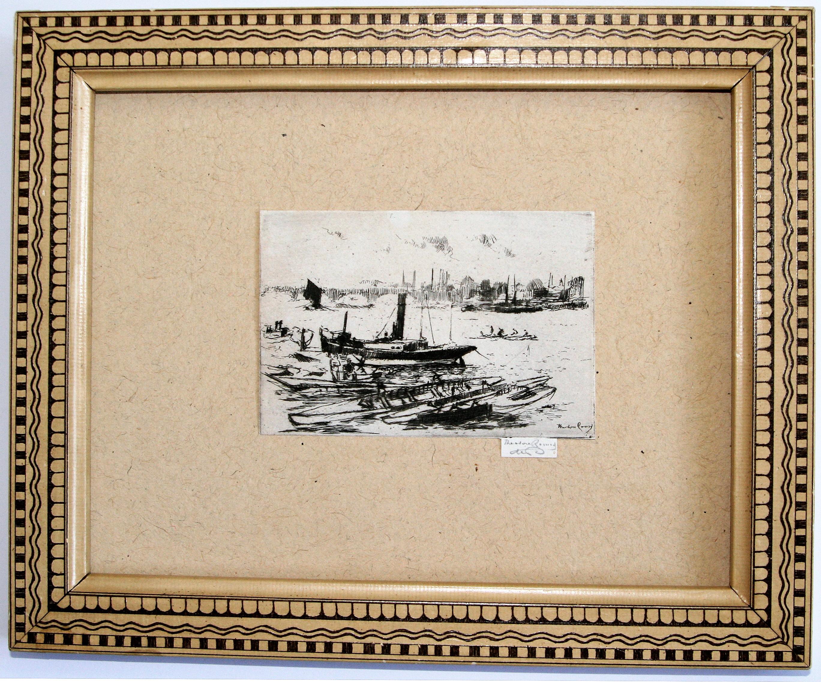 Steam Launch, Chelsea Embankment. (Impressionismus), Print, von Theodore Casimir Roussel