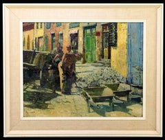 Mid-Century, Men working on a roadway in France in the Summer