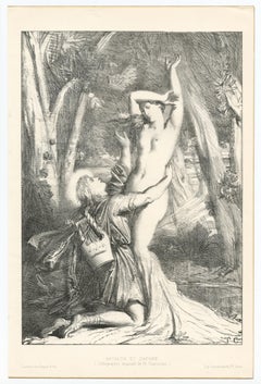 Lithographie originale d'Apollon et Daphne