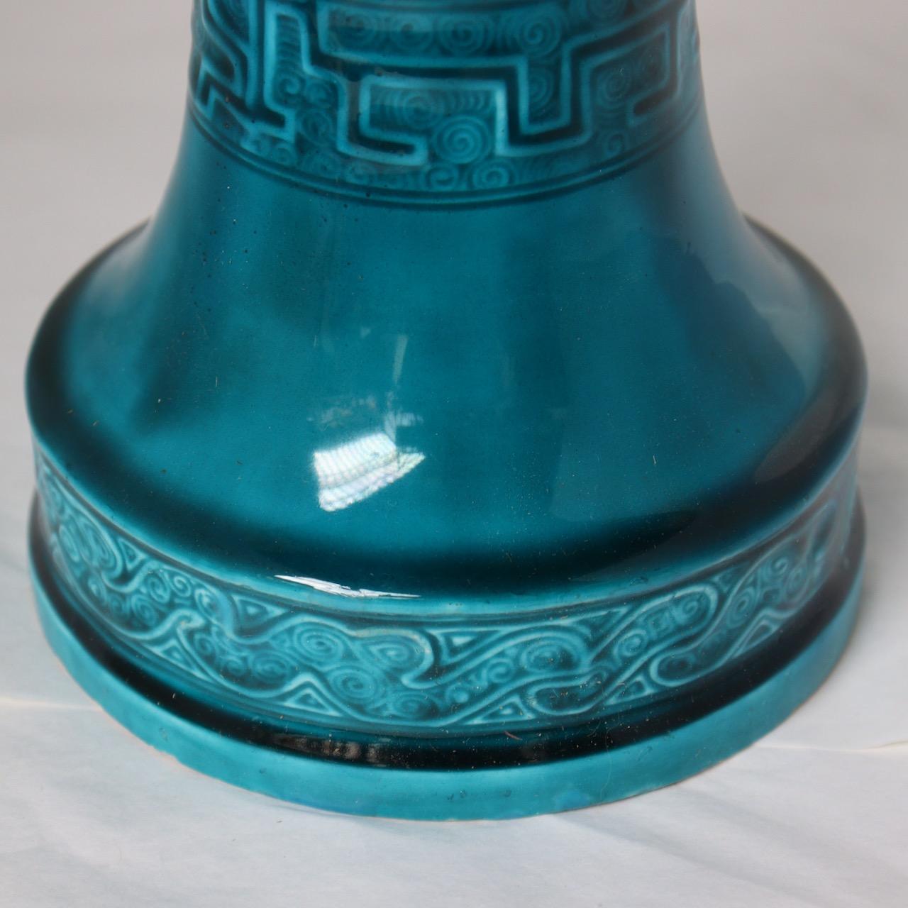 Theodore Deck (1823-1891) , A Chinese Archaïc Taste Blue Faience Vase circa 1875 4