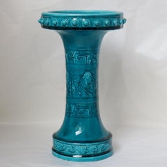Theodore Deck (1823-1891) , A Chinese Archaïc Taste Blue Faience Vase circa 1875