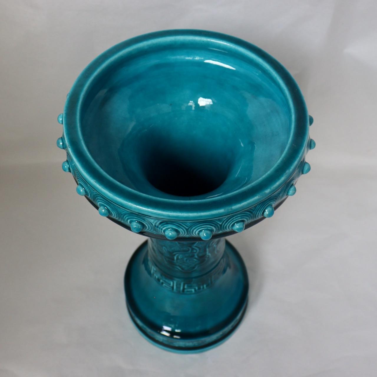 Chinese Export Theodore Deck (1823-1891) , A Chinese Archaïc Taste Blue Faience Vase circa 1875