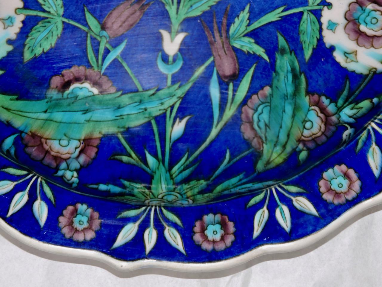 Théodore Deck, a Fretted Enameled Faience Impressive Iznik Charger In Good Condition In Saint-Ouen, FR