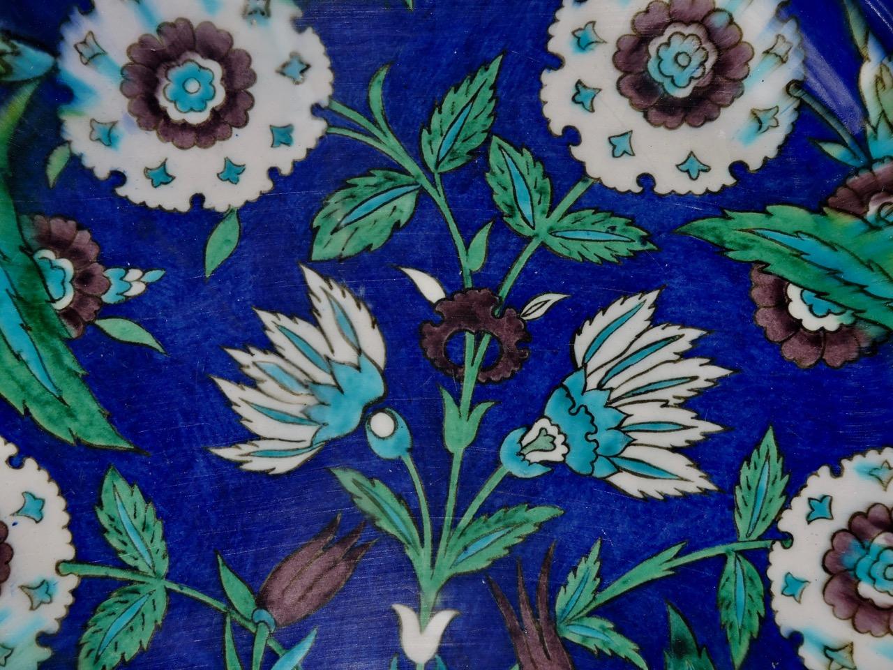 Late 19th Century Théodore Deck, a Fretted Enameled Faience Impressive Iznik Charger