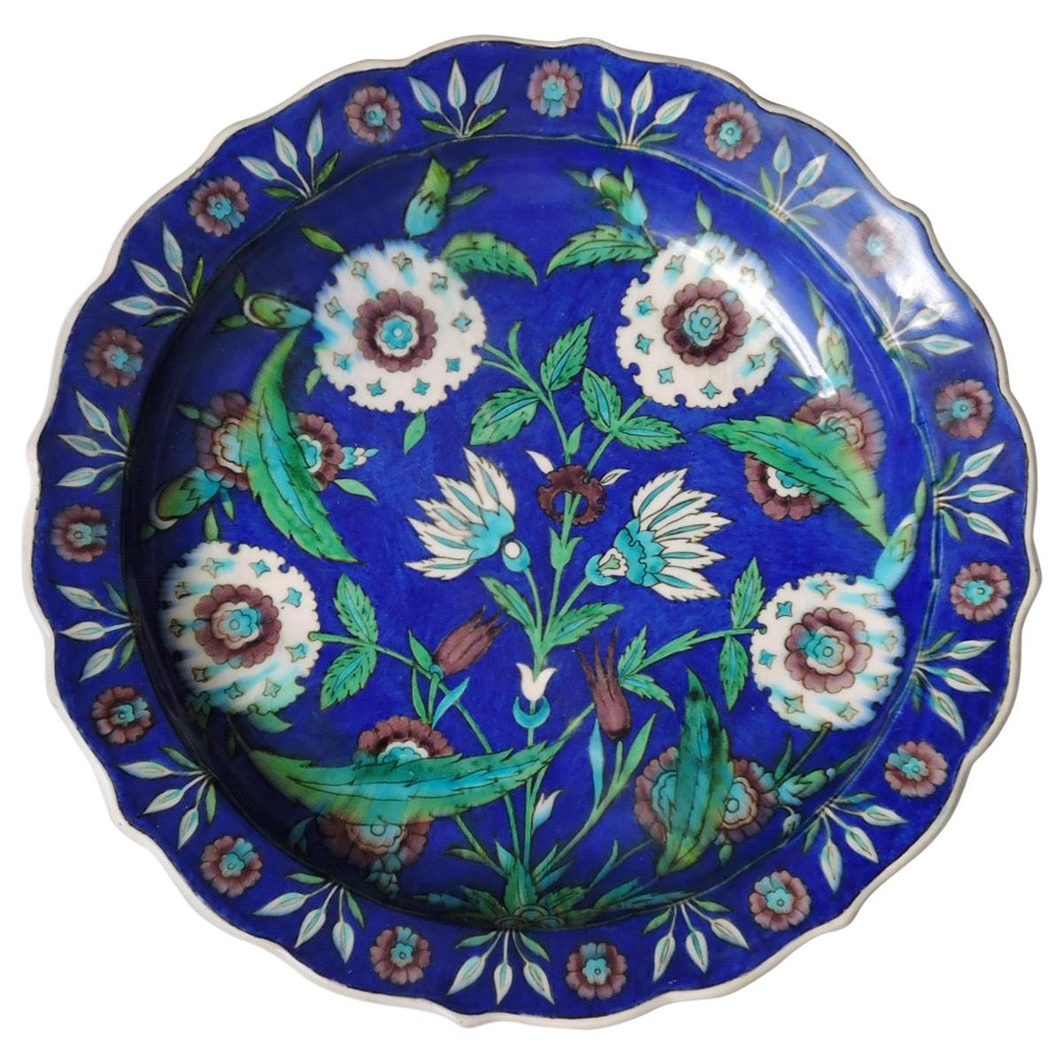 Théodore Deck, a Fretted Enameled Faience Impressive Iznik Charger