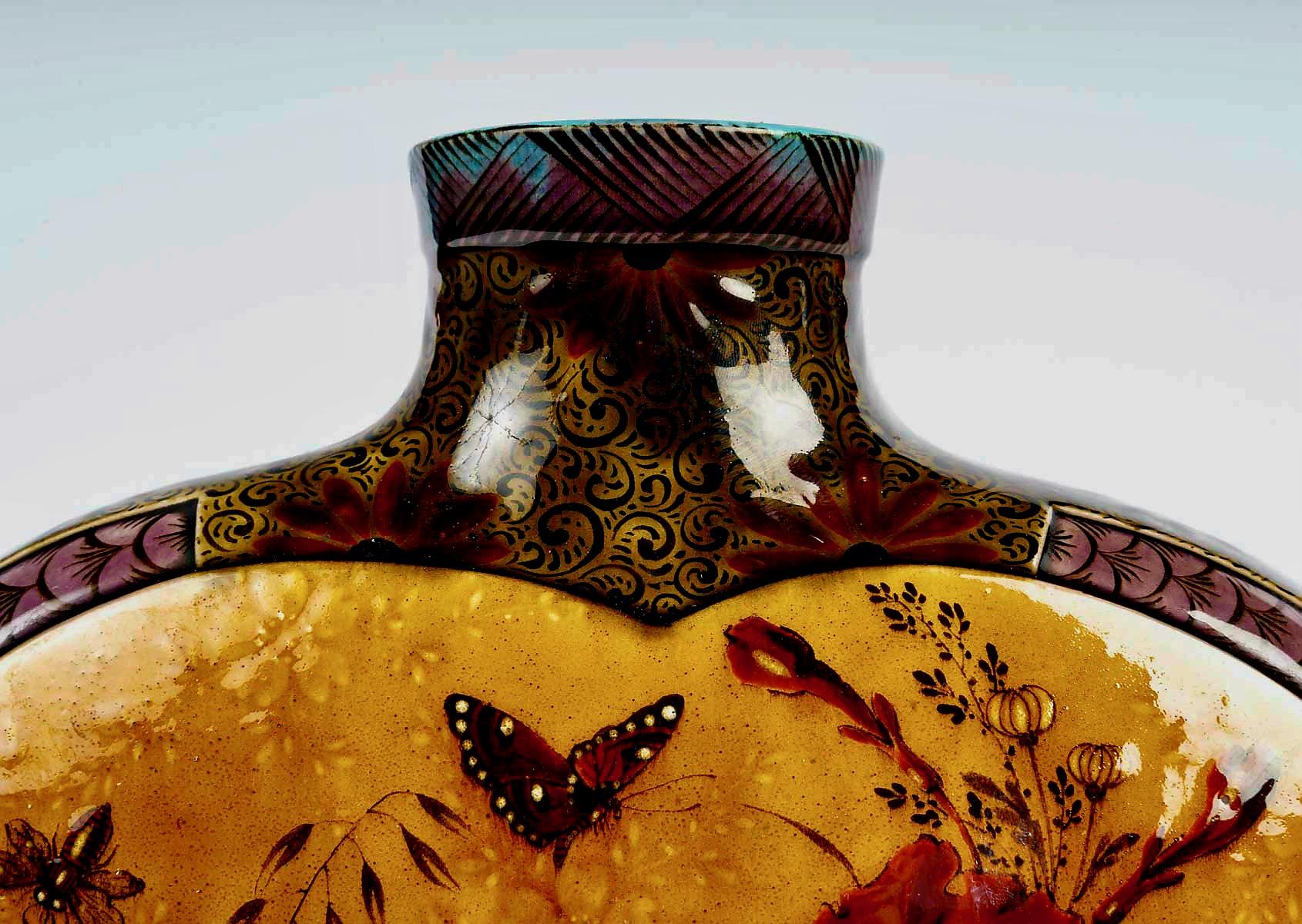 Late 19th Century Théodore deck (1823-1891), A Gourd Shape Enameled Faïence Vase, circa 1885 For Sale