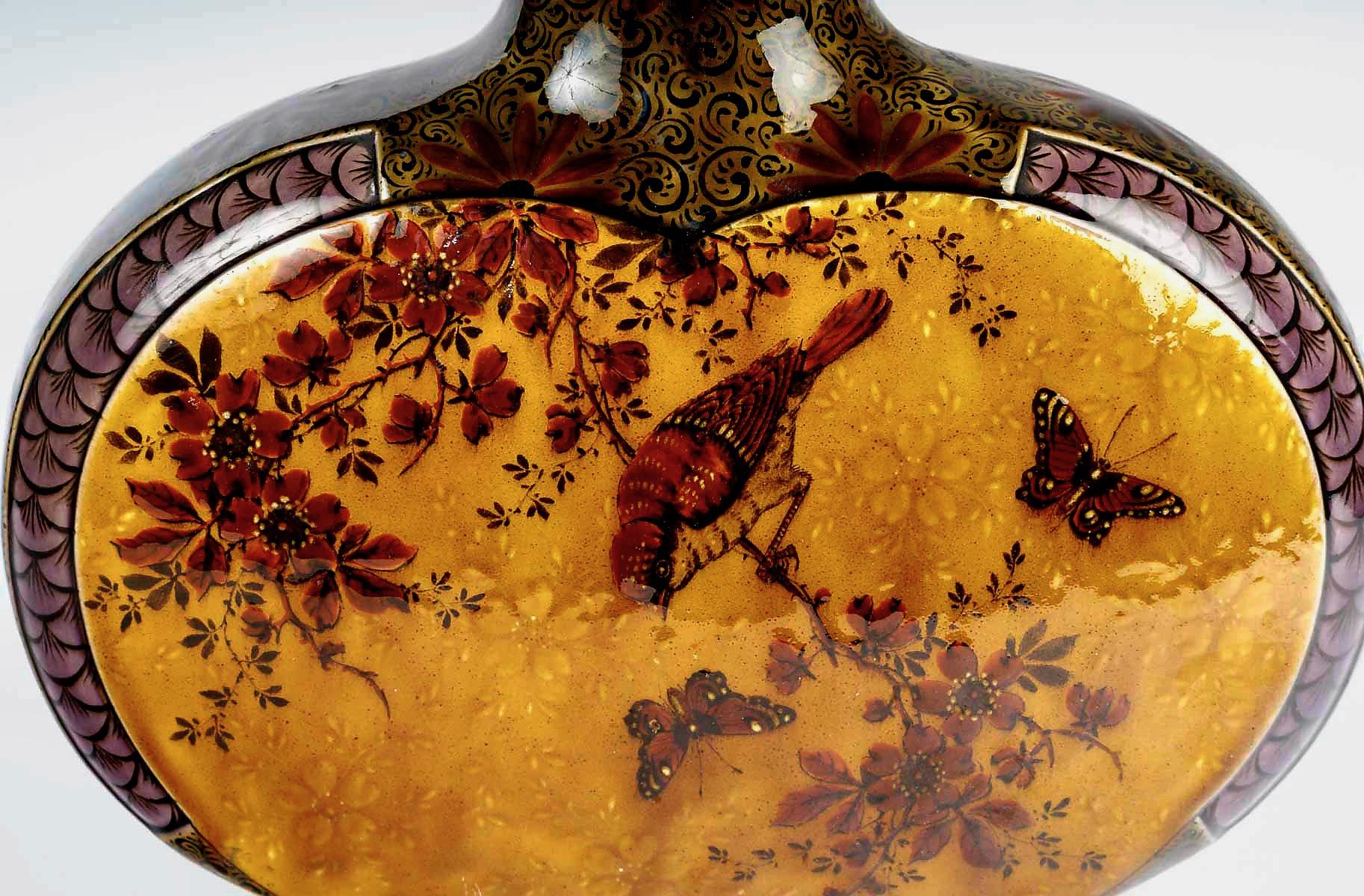 Faience Théodore deck (1823-1891), A Gourd Shape Enameled Faïence Vase, circa 1885 For Sale