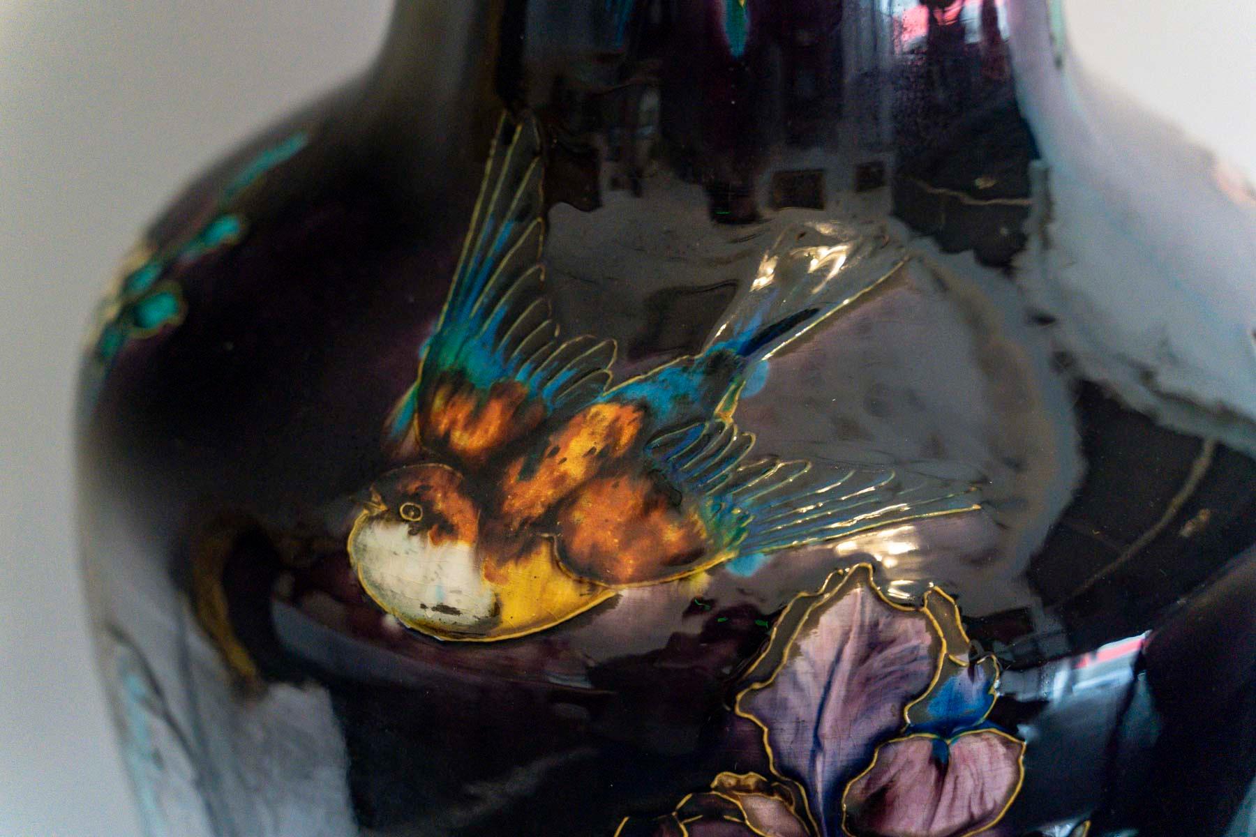 Théodore CIRCA (1823-1891), Impressionnant vase de la Faïence émaillé, vers 1875 en vente 4