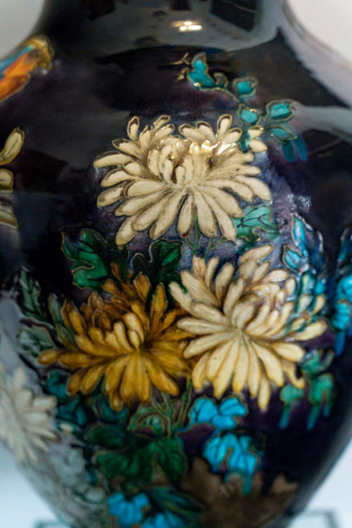 Théodore CIRCA (1823-1891), Impressionnant vase de la Faïence émaillé, vers 1875 en vente 6