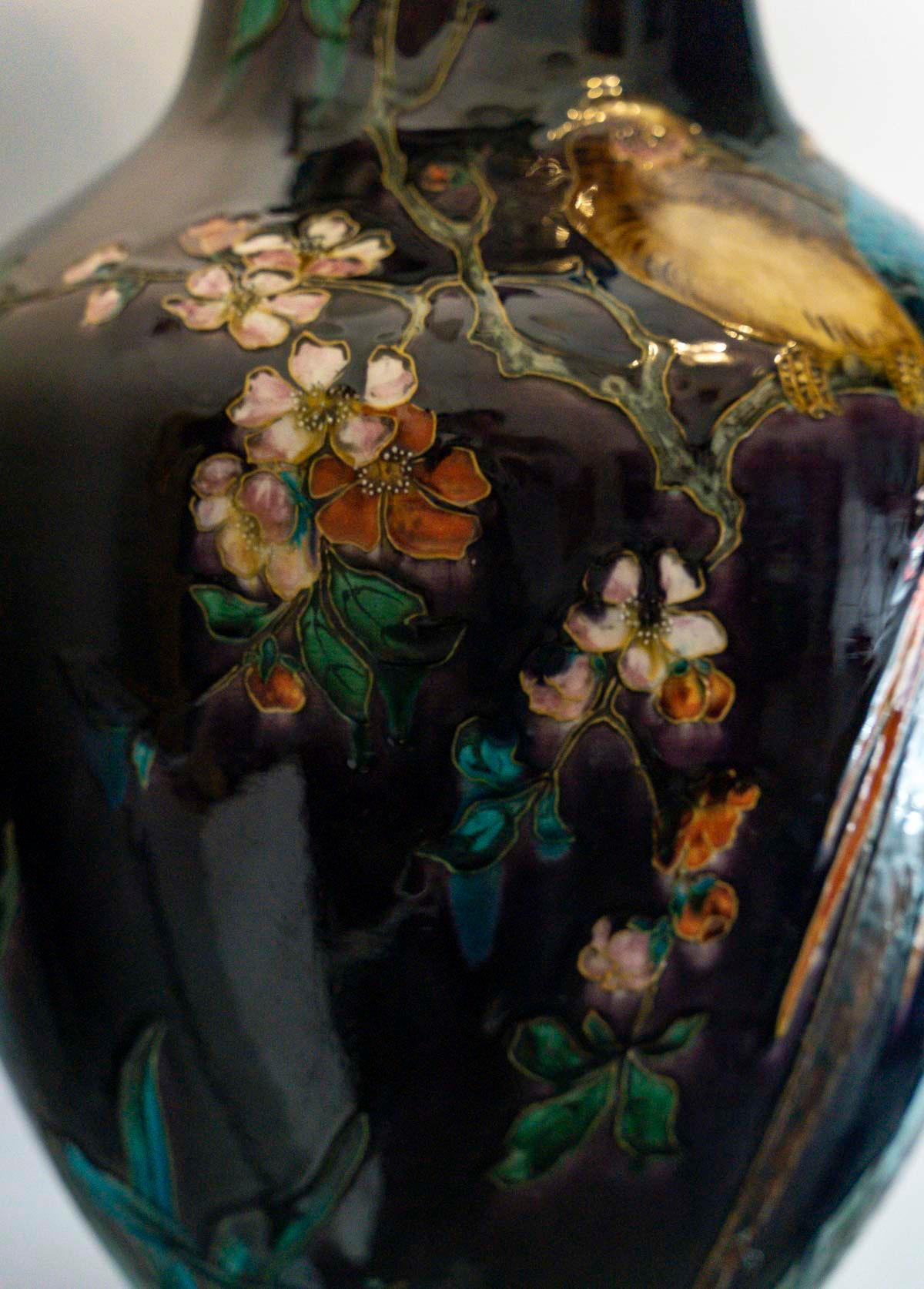 Théodore CIRCA (1823-1891), Impressionnant vase de la Faïence émaillé, vers 1875 en vente 7