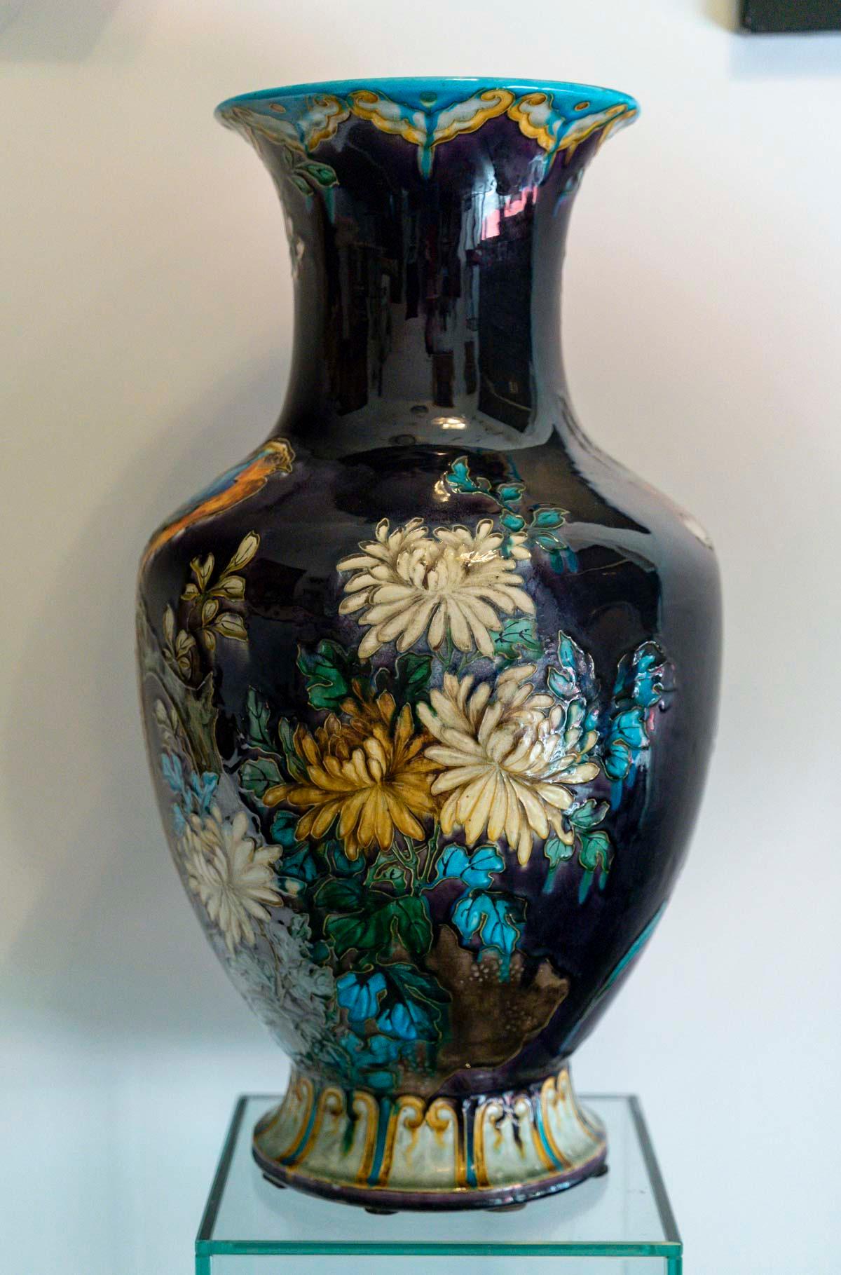 Théodore CIRCA (1823-1891), Impressionnant vase de la Faïence émaillé, vers 1875 en vente 1