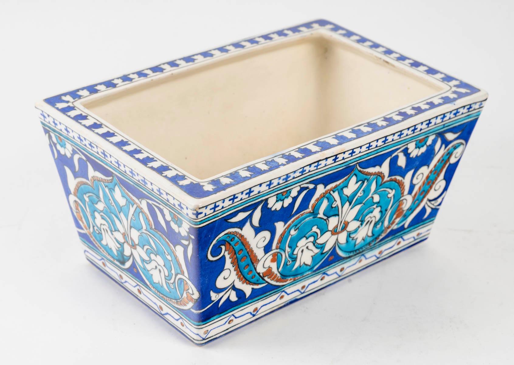 Islamic Theodore Deck (1823 - 1891) An Iznik Style Enameled Faïence Jardiniere, c.1870 For Sale
