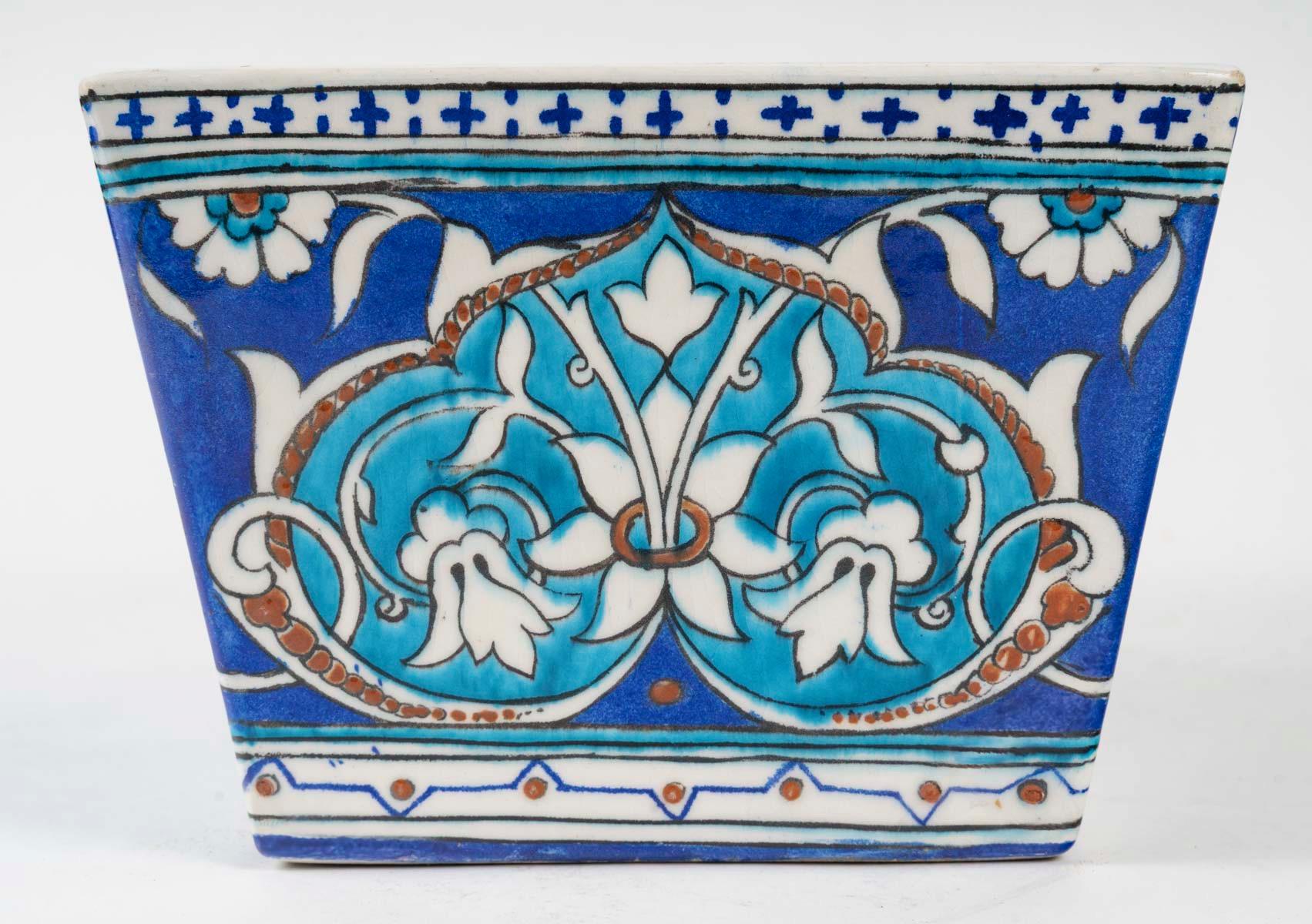 Faience Theodore Deck (1823 - 1891) An Iznik Style Enameled Faïence Jardiniere, c.1870 For Sale