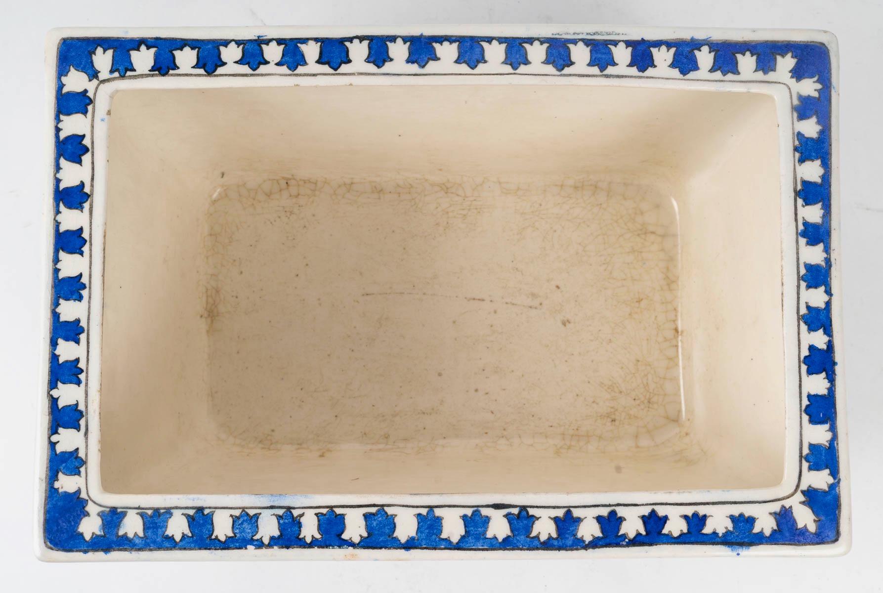 Theodore Deck (1823 - 1891) An Iznik Style Enameled Faïence Jardiniere, c.1870 For Sale 1