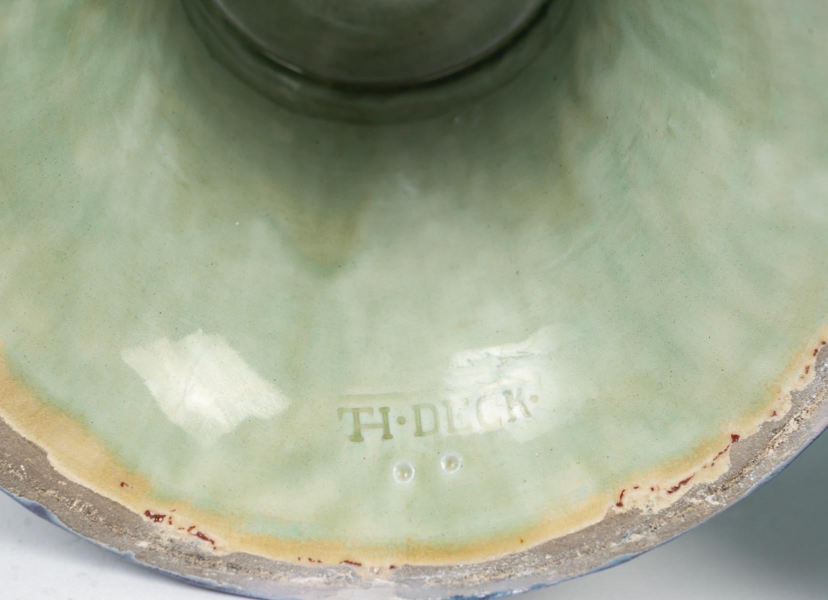 Théodore Deck (1823-1891) Large Pair of Faience Vases circa 1870 For Sale 3