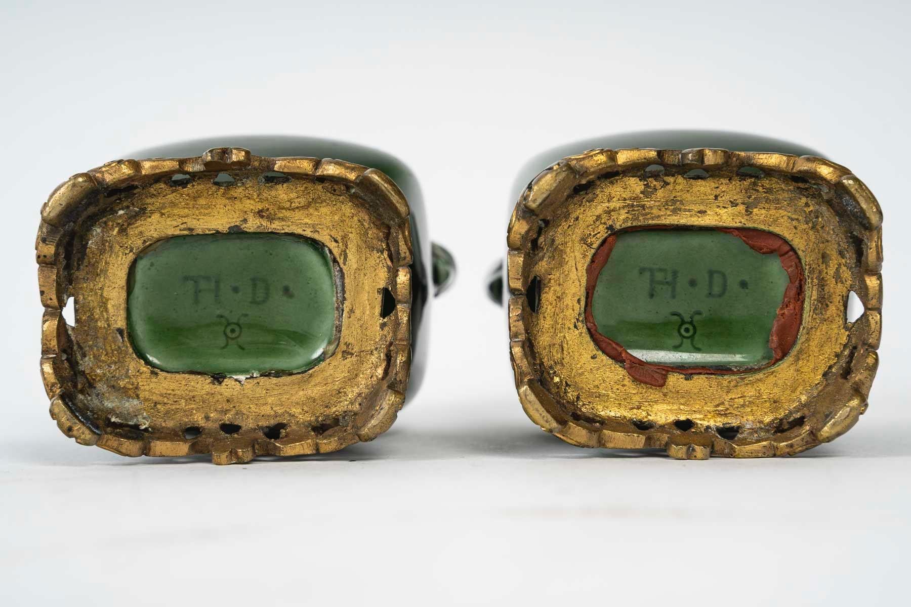 Théodore Deck (1823-1891), Miniature Pair of Faience Vases circa 1870 For Sale 1