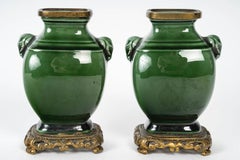 Théodore Deck (1823-1891), Miniature Pair of Faience Vases circa 1870
