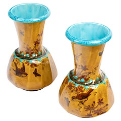 Théodore Deck (1823-1891) Rare Pair of Japonisme Faience Vases, circa 1875