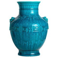 Grande vaso turchese Théodore Deck 'Bleu Deck', modello al V&A Museum, 1867 ca.