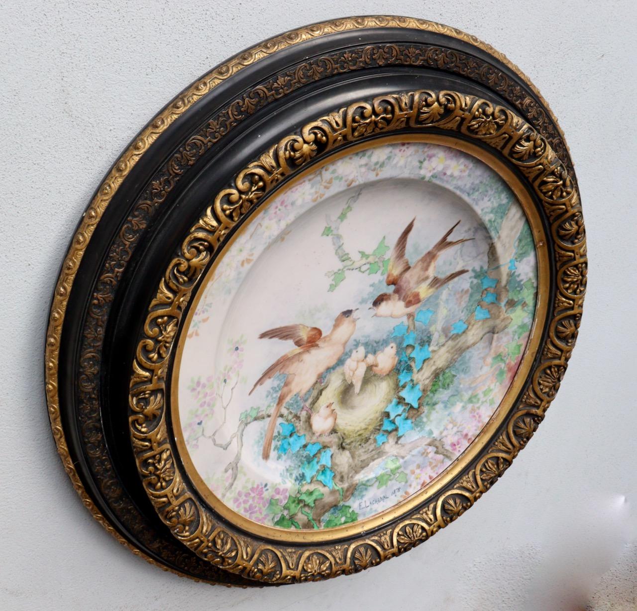 Hand-Painted Théodore Deck & Edmond Lachenal, an Impressive 19th Century Framed Charger