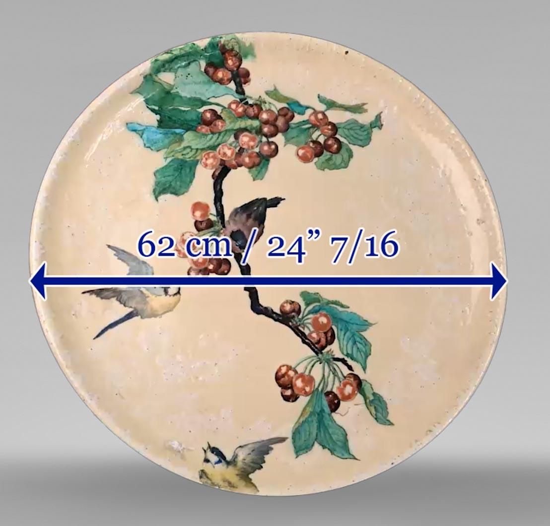 Théodore DECK, Éléonore ESCALLIER, Ornamental Dish With Titmices 2
