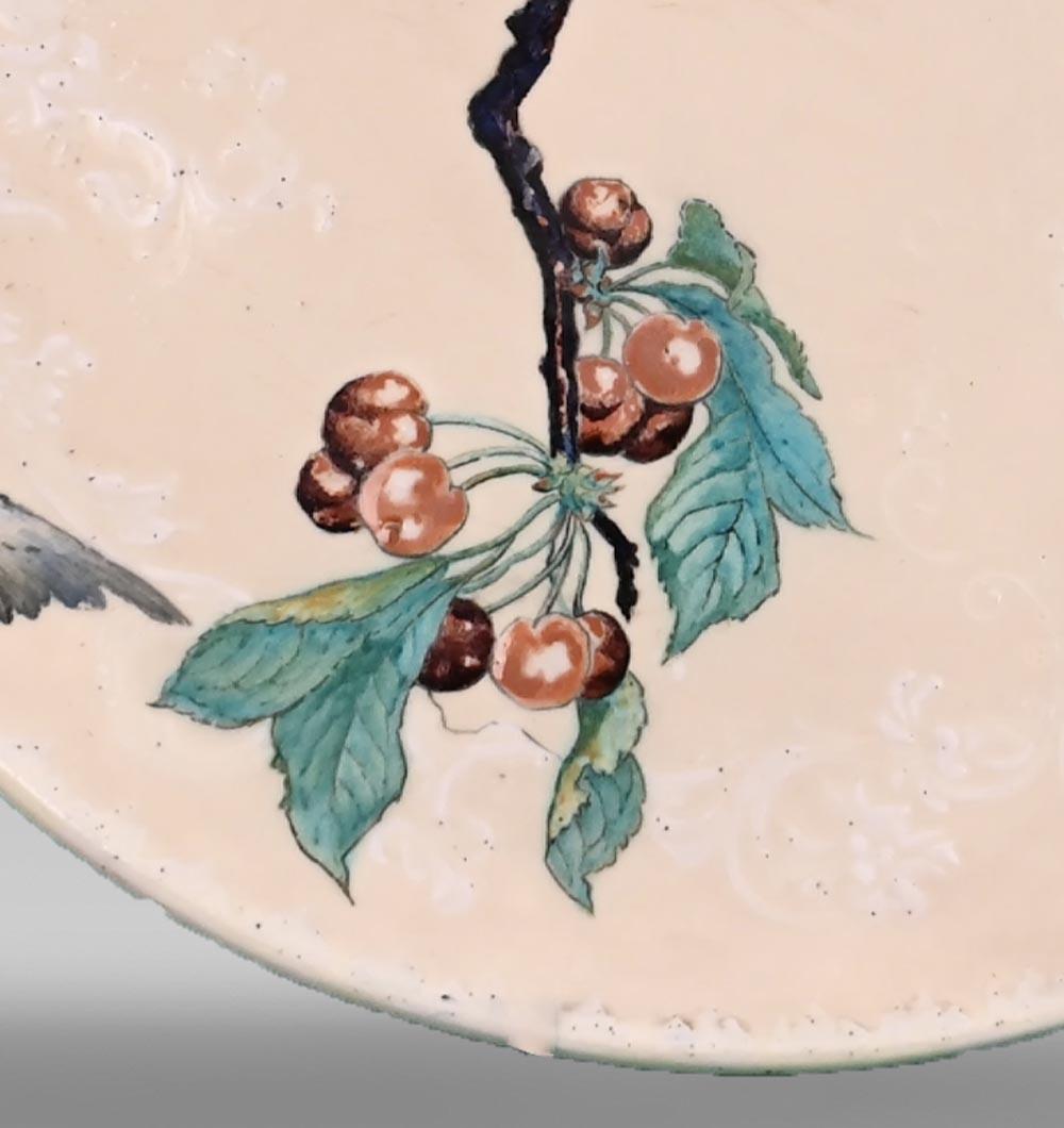 Glazed Théodore DECK, Éléonore ESCALLIER, Ornamental Dish With Titmices