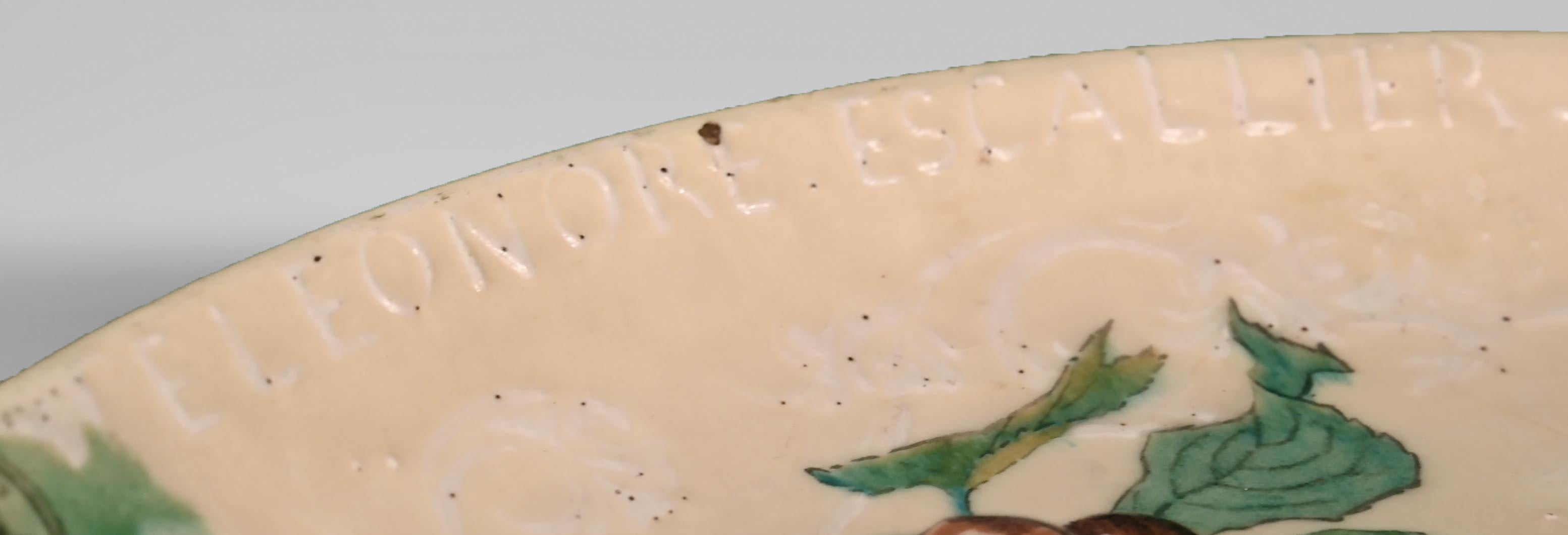 Late 19th Century Théodore DECK, Éléonore ESCALLIER, Ornamental Dish With Titmices