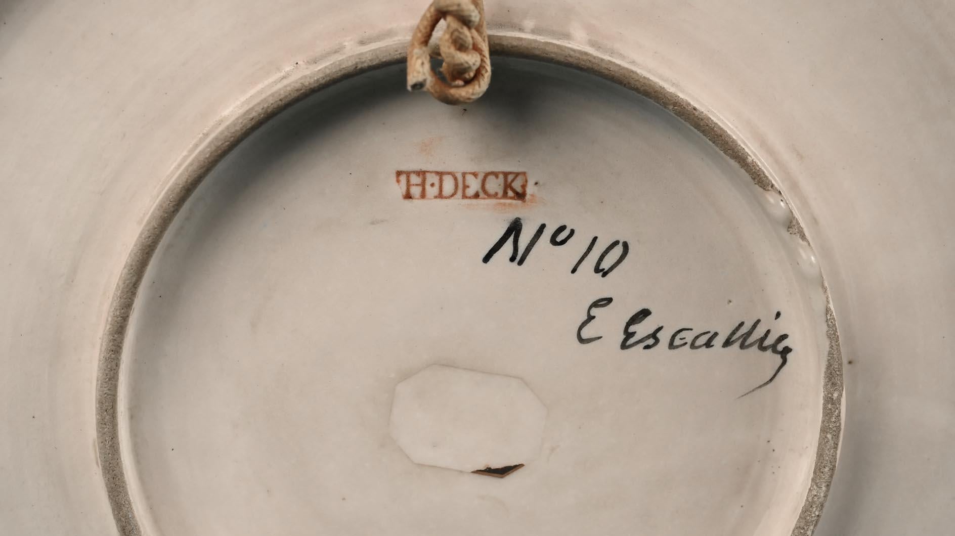 Théodore DECK, Éléonore ESCALLIER, Ornamental Dish With Titmices 1