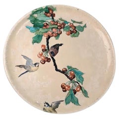 Théodore DECK, Éléonore ESCALLIER, Ornamental Dish With Titmices