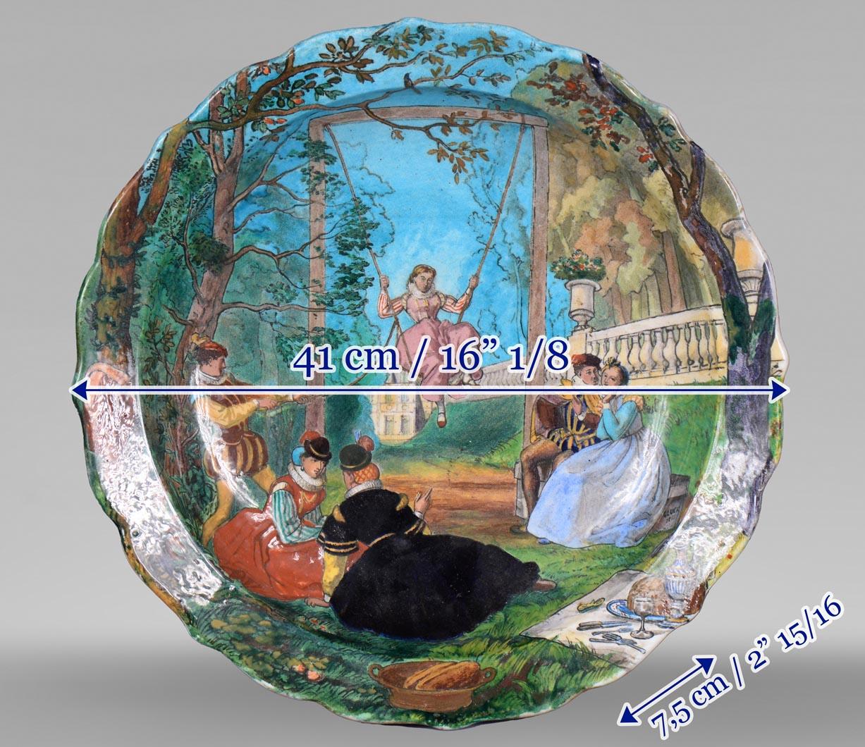 Théodore DECK, Eugène GLUCK, Plat The Ornamental avec une scène bucolique en vente 2