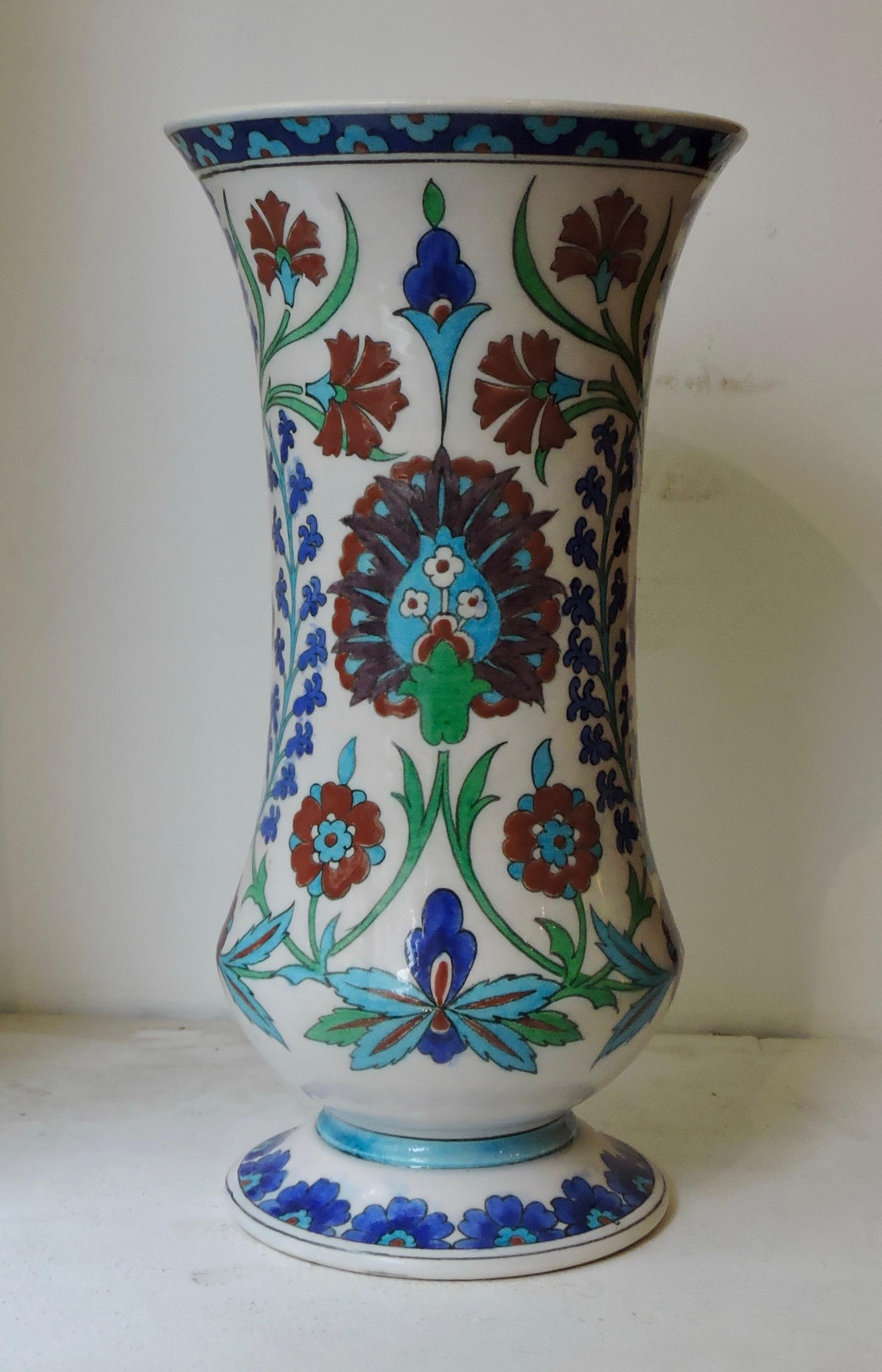 A Théodore Deck (1823-1891) Iznik Baluster polychromed vase
Persian Islamic design
Impressed Uppercase TH.DECK Mark under the base
Dated 1870.