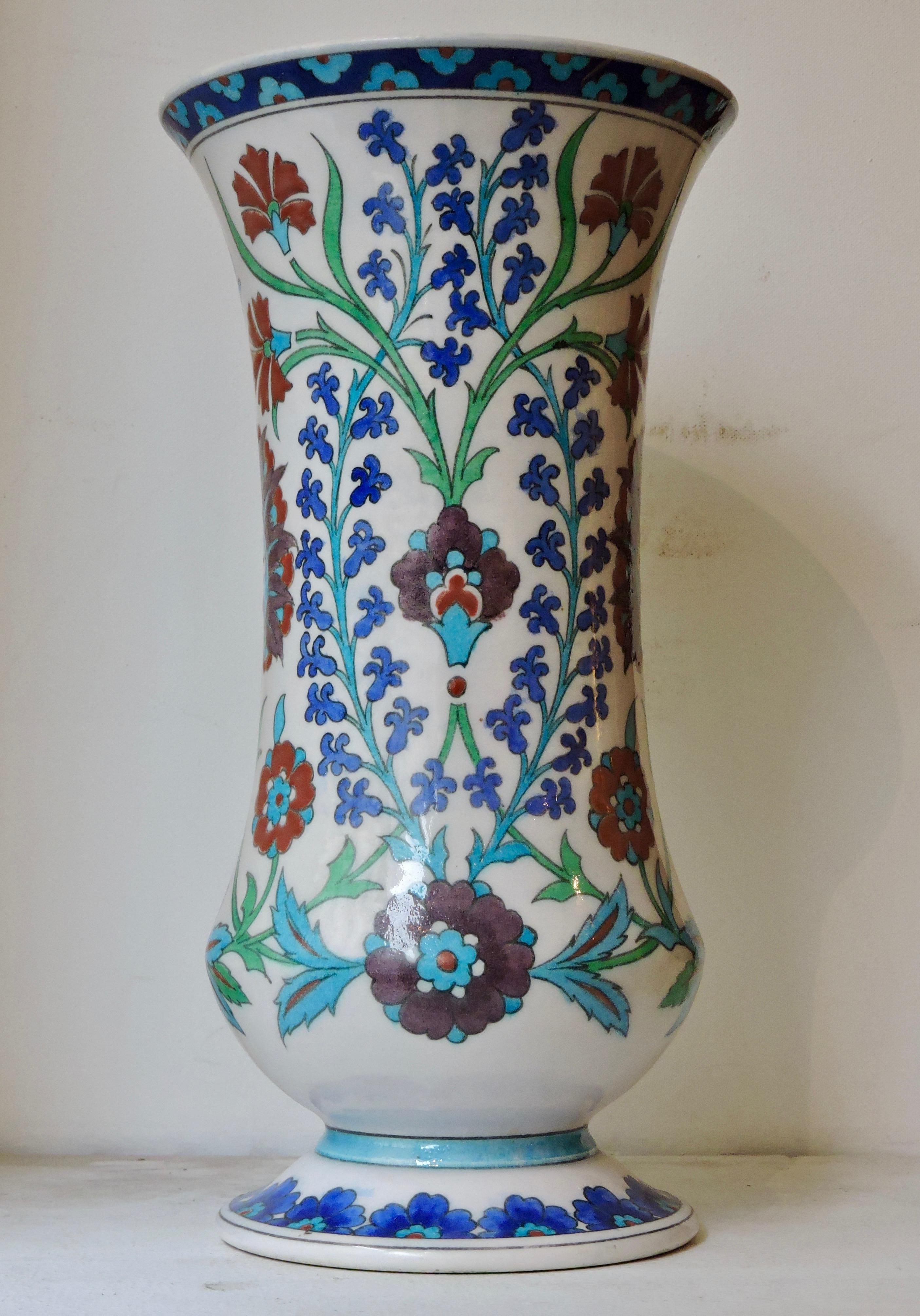 Islamic Théodore Deck Faience Iznik Baluster Vase