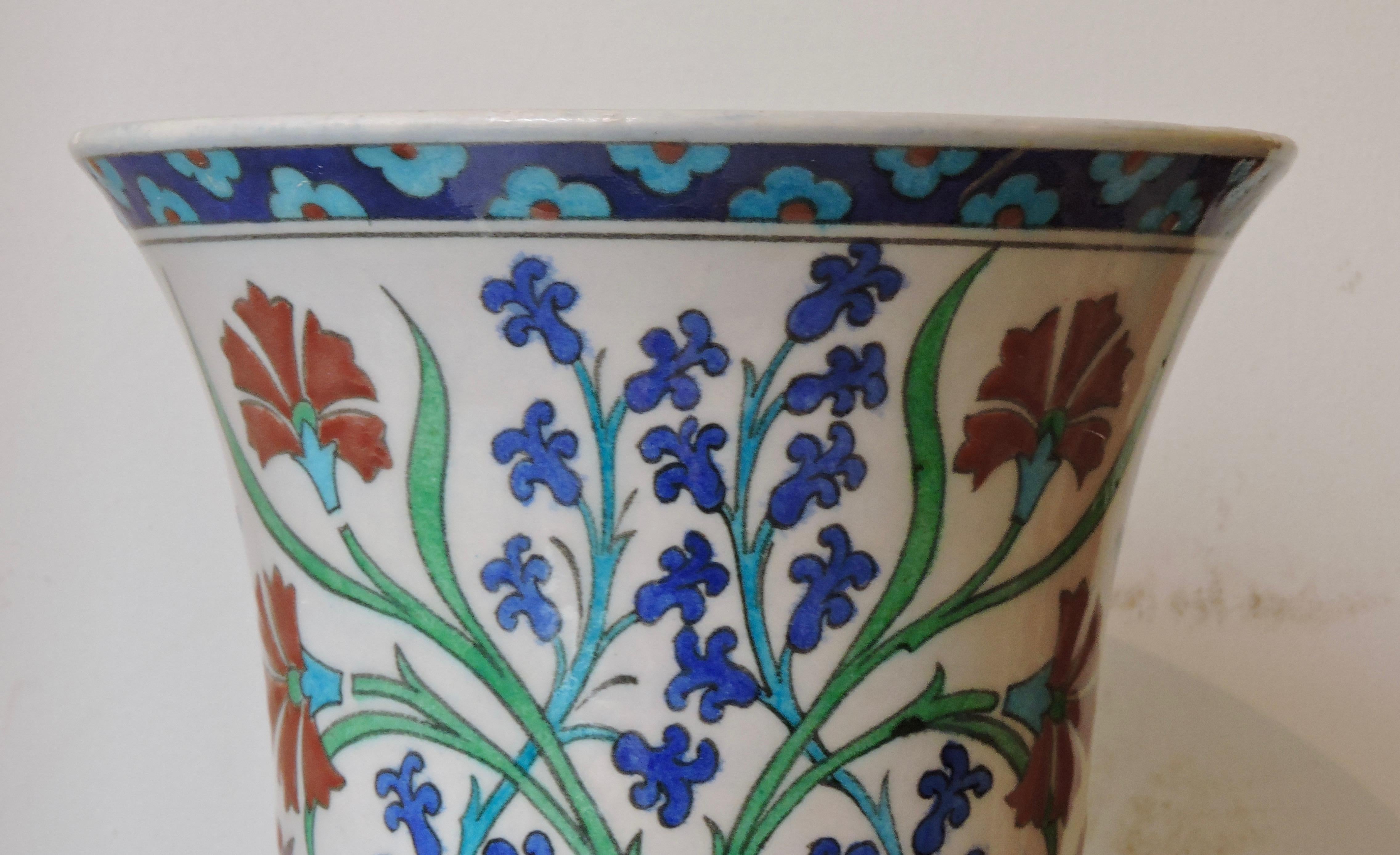 French Théodore Deck Faience Iznik Baluster Vase