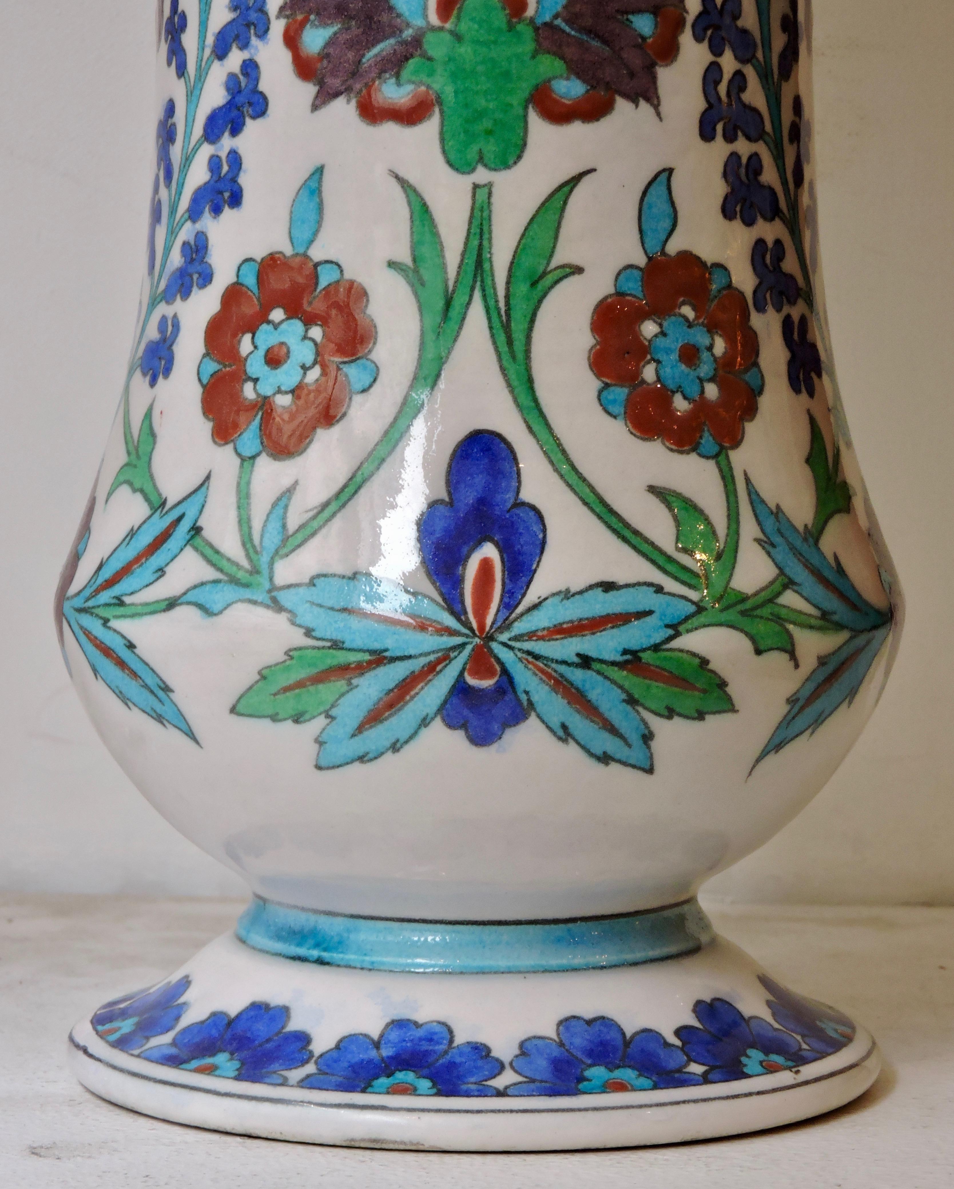 Théodore Deck Faience Iznik Baluster Vase In Fair Condition In Saint-Ouen, FR