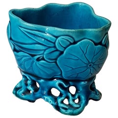 Théodore Deck Persian Blue Enameled Faience Waterlily Cup, circa 1870