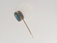 Theodore Deck Pin Brooch, Yellow Gold 18 Karat and Turquoise Enamel