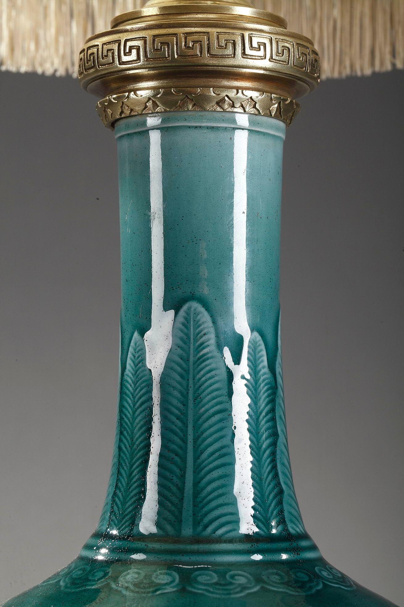 Gilt Theodore Deck Porcelain Vase Mounted as Lamp