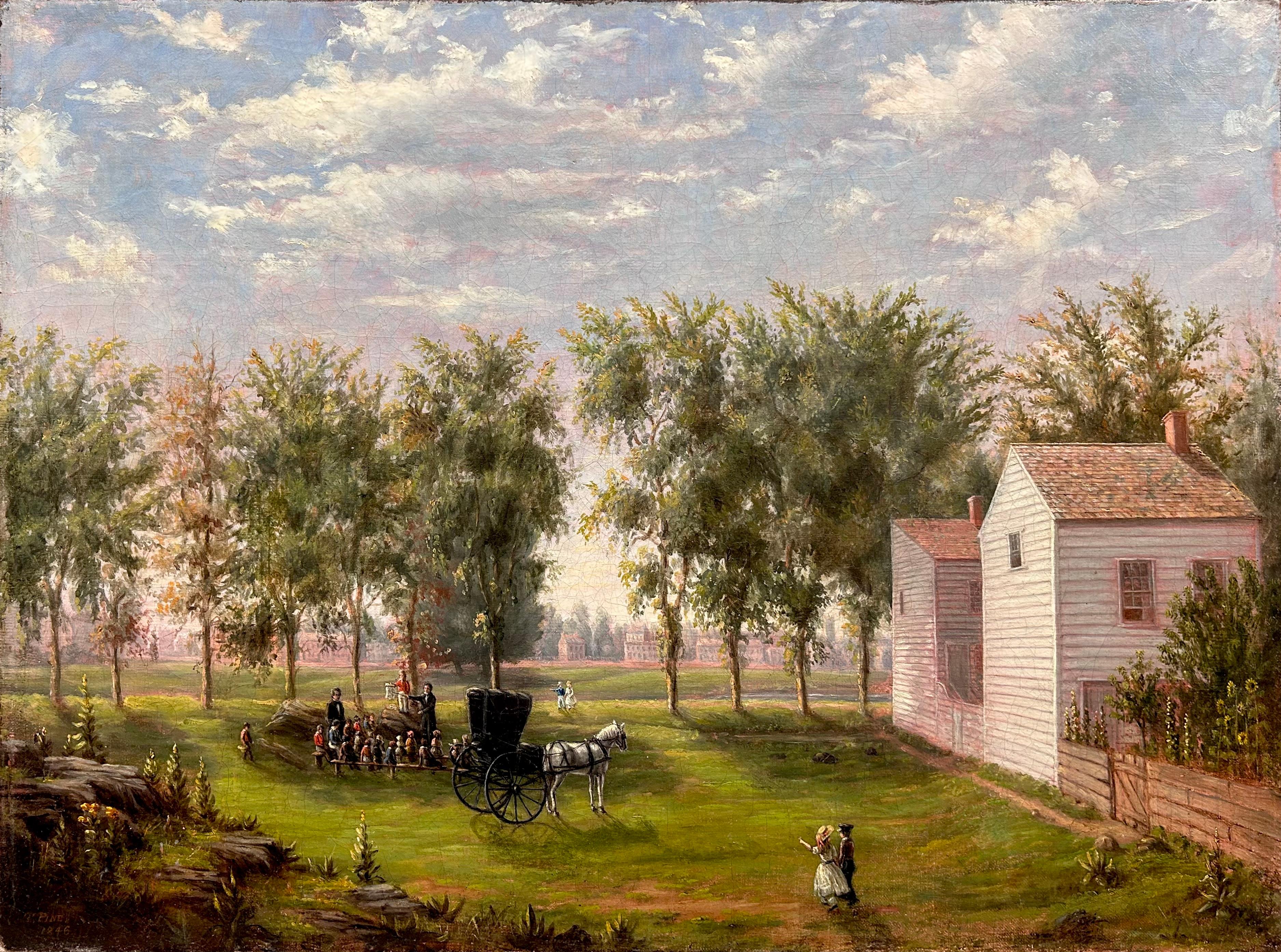 Figurative Landscape titled "School Time"