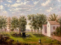 Paisaje figurativo titulado "Tiempo de escuela"