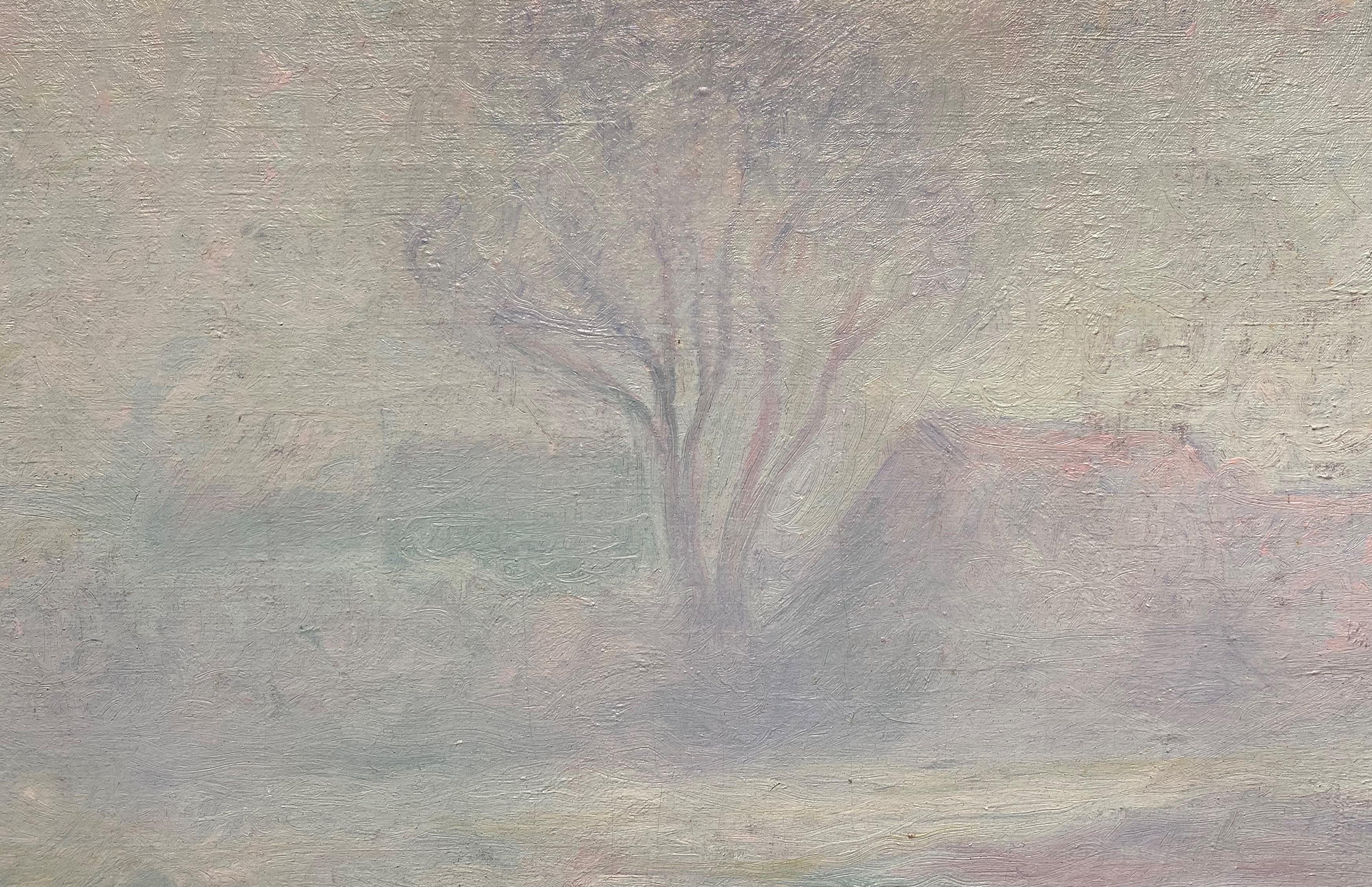 Farm in the Mist, Giverny - American Impressionist Art by Theodore Earl Butler