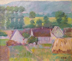 "Farmhouses in Autumn, Giverny" Theodore Earl Butler, American Impressionism