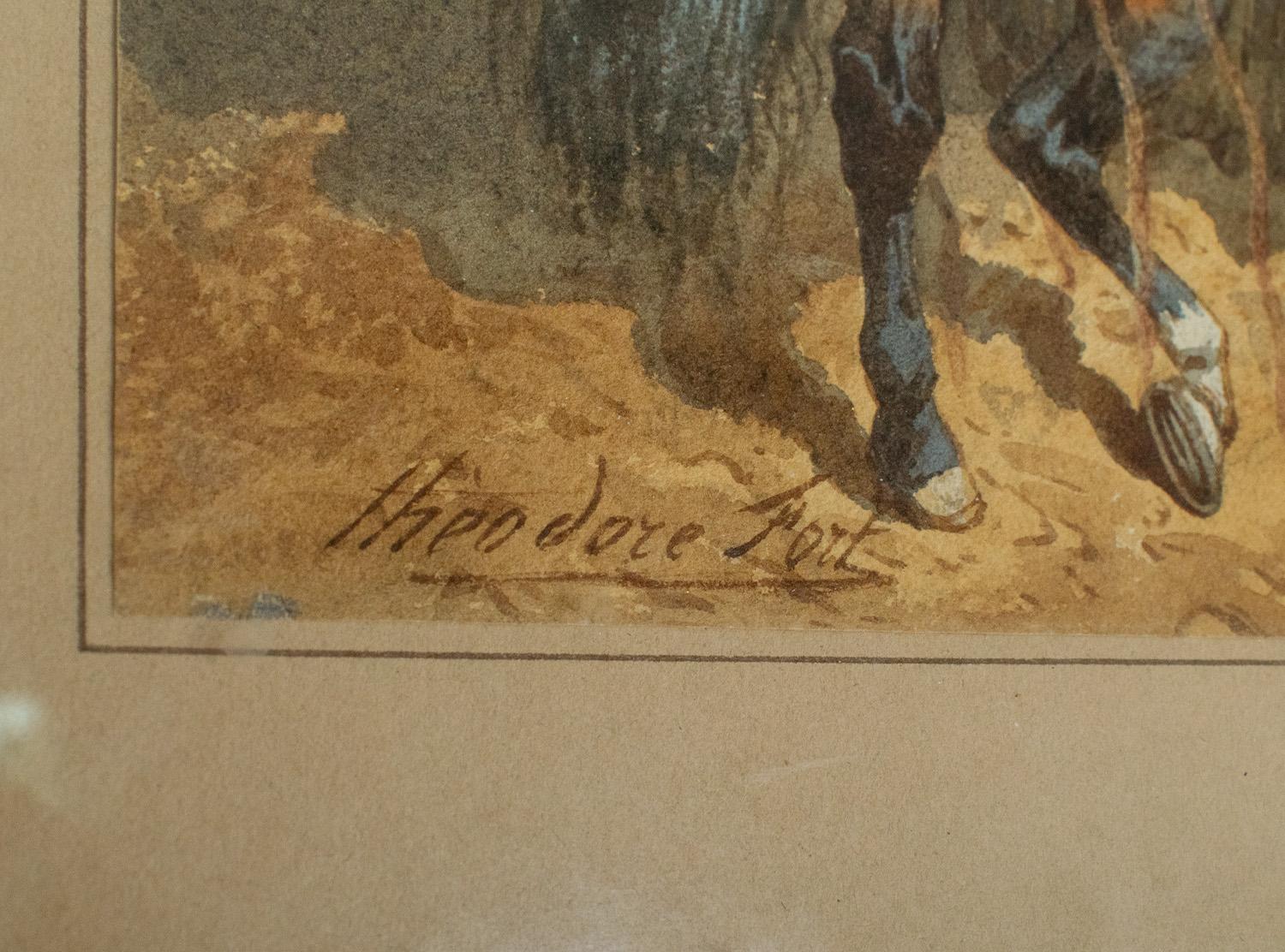 Théodore Fort (1810-1896) - Aquarell-Paar - Elegante Damen zu Pferd im Angebot 4