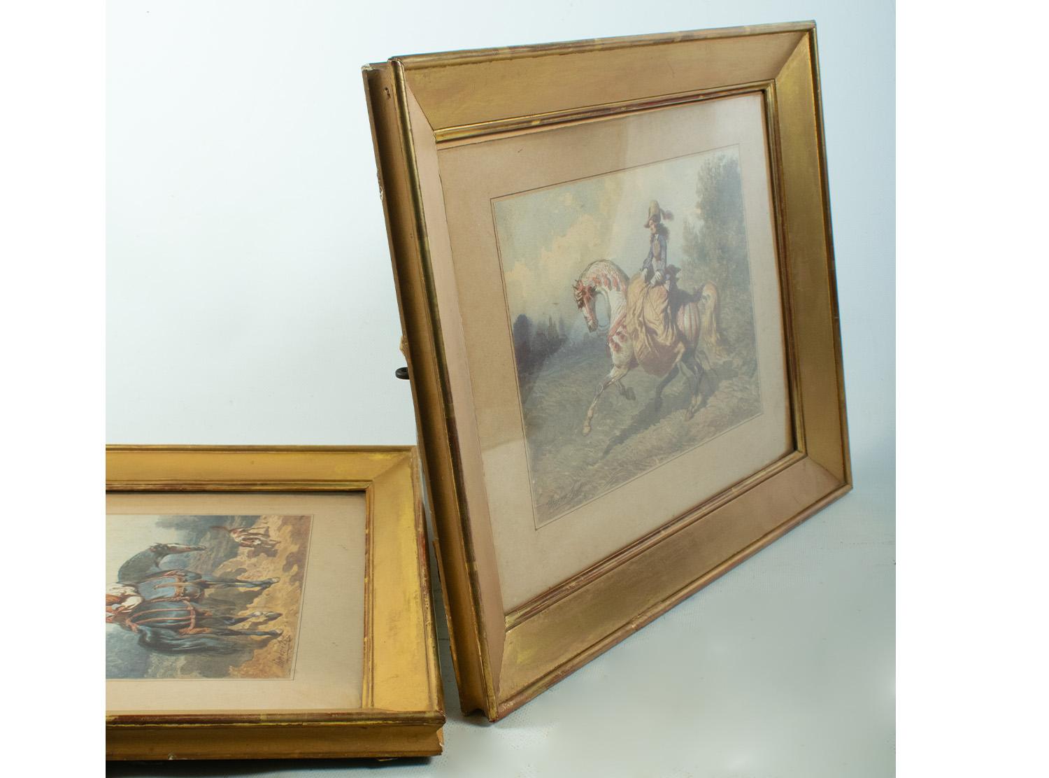 Théodore Fort (1810-1896) - Aquarell-Paar - Elegante Damen zu Pferd im Angebot 2